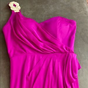 Fuchsia party dress! One shoulder.